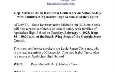 This Just In:  Representative Michelle Au to host Press Conference on School Safety