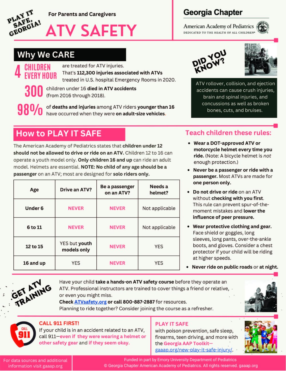 ATV Safety Parent/Caregiver Flyer