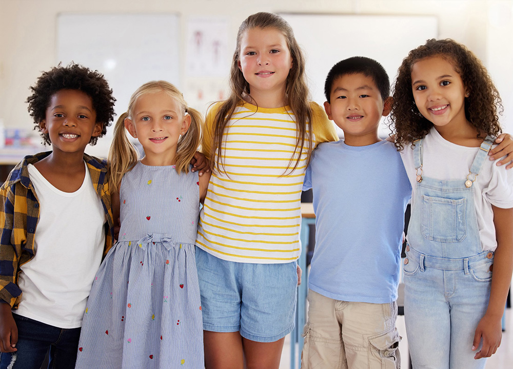 A group of schoolchildren