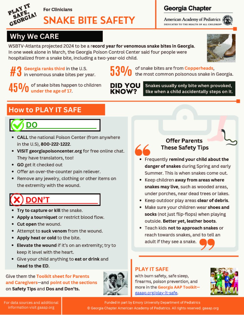 Snake Bite Prevention Clinician Flyer