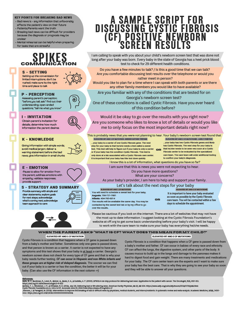 A Sample Script for Discussing Cystic Fibrosis Positive Newborn Screen Results
